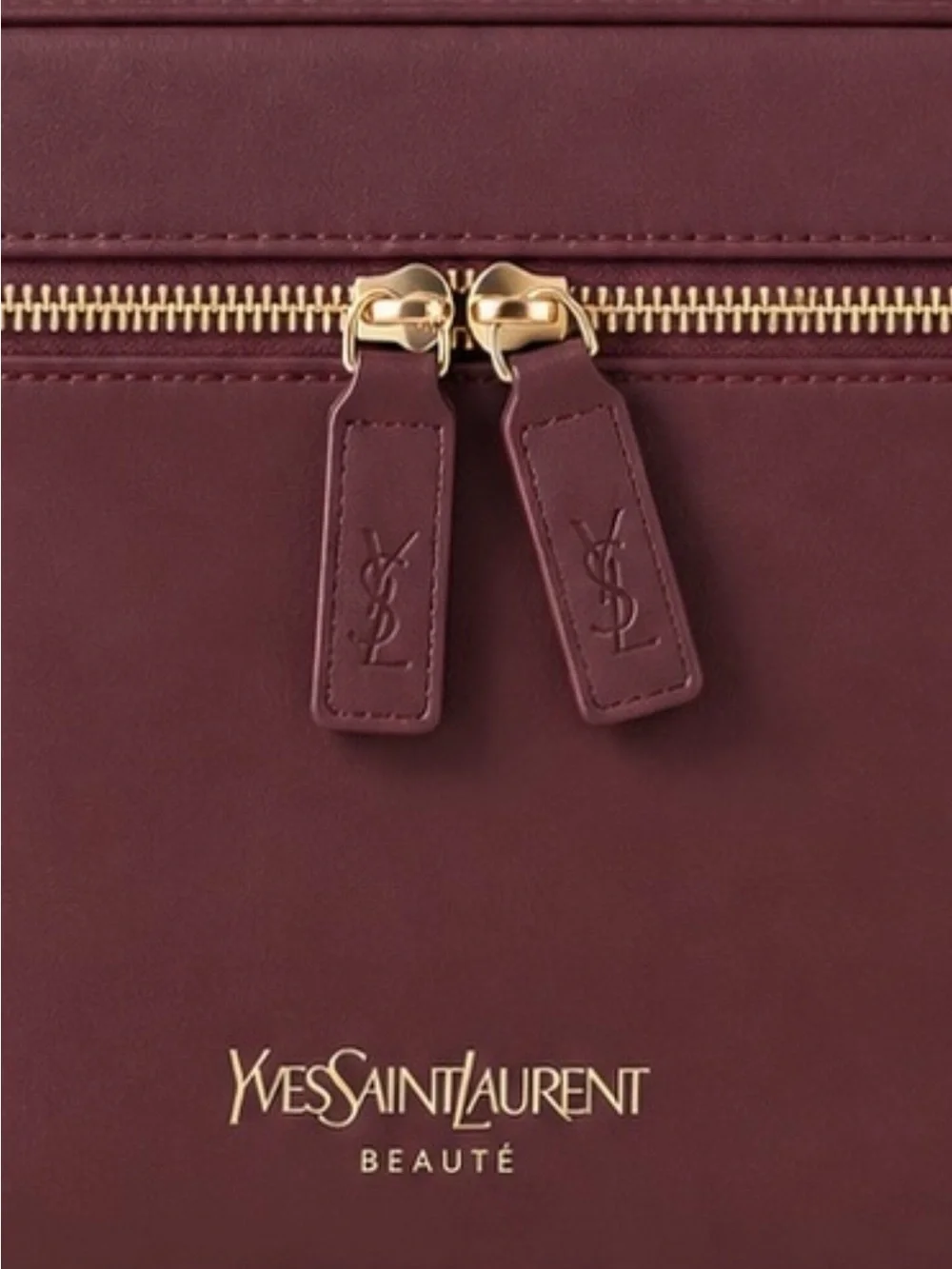 Authentic Yves Saint Laurent Beaute Burgundy Leather Vanity Case with top handle